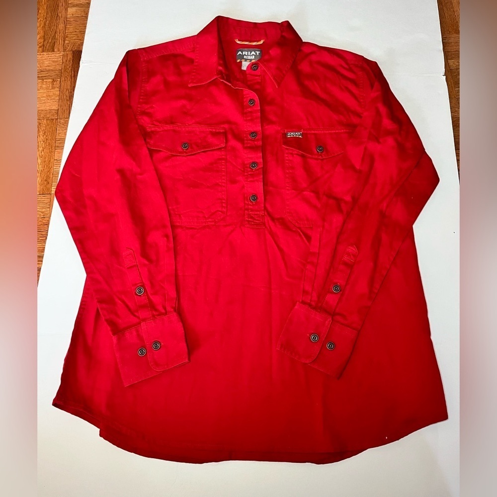 Ariat Rebar 1/2 button Twill Work Shirt Womens sz Large